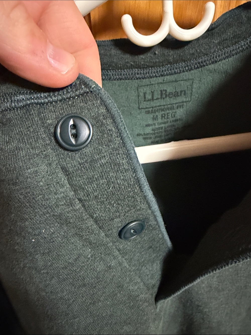 L.L. Bean Men's Long-Sleeve Henley in Forest Green - Picture 3 of 6